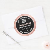 ロゴ付きピンクとブラック製品の包装ラベル ラウンドシール (封筒)