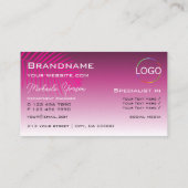 ロゴ付きピンクパープルグラディエントのパームスタイリッシュリーフ 名刺 (裏面)