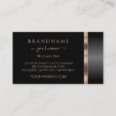 ロゴ付きブラックおよびバラ華美金ゴールドオーナメント 名刺 (裏面)