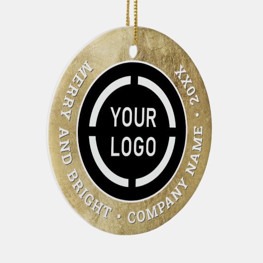 ロゴ付きブラックカスタムおよび金ゴールドのビジネスオーナメント セラミックオーナメント (右)