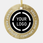 ロゴ付きブラックカスタムおよび金ゴールドのビジネスオーナメント セラミックオーナメント (正面)