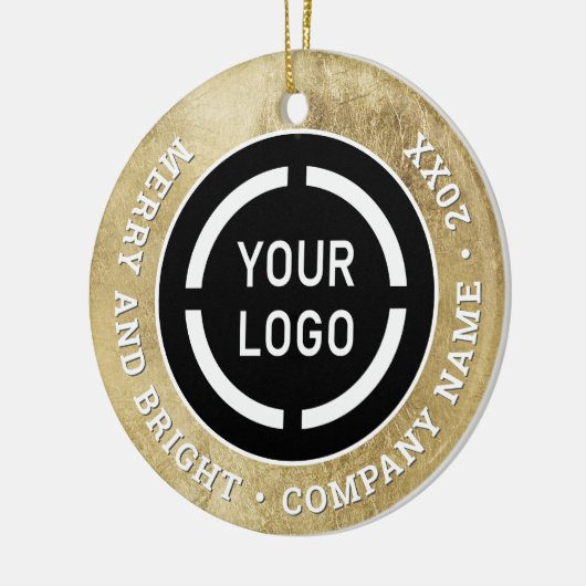 ロゴ付きブラックカスタムおよび金ゴールドのビジネスオーナメント セラミックオーナメント (左)