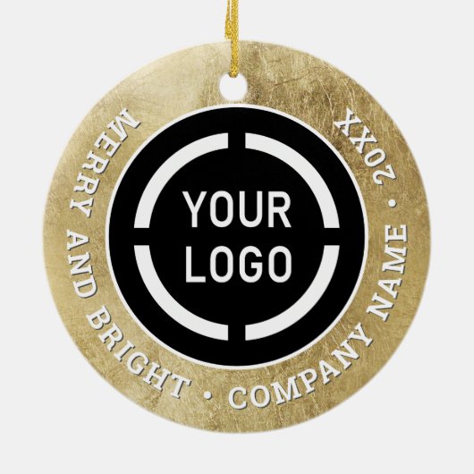 ロゴ付きブラックカスタムおよび金ゴールドのビジネスオーナメント セラミックオーナメント (裏面)