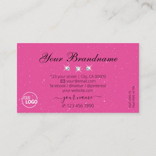 ロゴ付きブラックピンクのスパークルダイヤモンドを目で引く 名刺 (裏面)