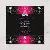 ロゴ付きブラックピンク華美オーナメント スクエア名刺 (裏面)
