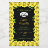 ロゴ付きブラックプロダクトラベルの黄色いローズフレーム フードラベル (シングルラベル)