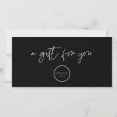 ロゴ付きブラックミニマリストのギフト証明書 (正面)