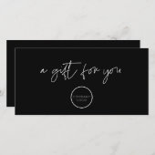 ロゴ付きブラックミニマリストのギフト証明書 (正面/裏面)