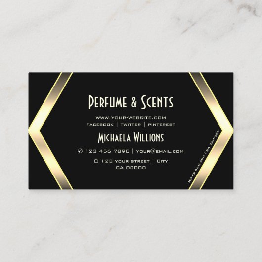 ロゴ付きブラックライトゴールデンを目で引くエレガント 名刺 (裏面)