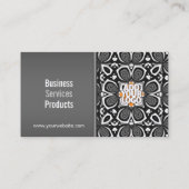 ロゴ付きブラック+ホワイトフローラタイル付き名刺 名刺 (裏面)