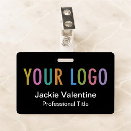 ロゴ付きブラックPVCネームバッジClip Reel Lanyard バッジ