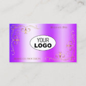 ロゴ付きブルーパープルシミ華美メリー金ゴールドコーナー 名刺 (正面)