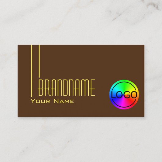 ロゴ付きプレーンチョコレートブラウンプロフェッショナルシック 名刺 (正面)