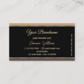 ロゴ付きベージュストライプブラックスタイリッシュおよびブラウン 名刺 (裏面)