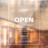 ロゴ付きホワイトミニマル開館時間 ウィンドウサイン (シート2)