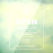 ロゴ付きホワイトミニマル開館時間 ウィンドウサイン (シート3)