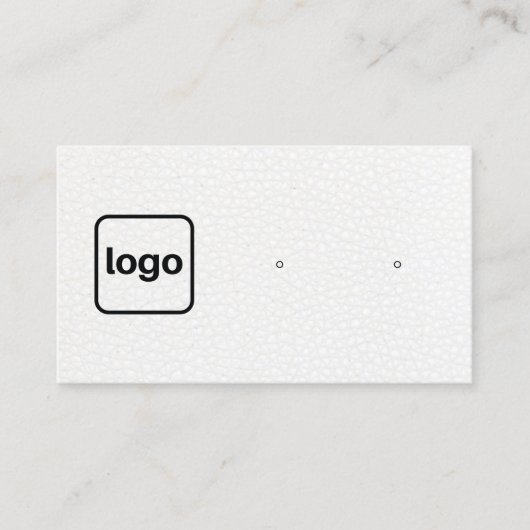 ロゴ付きホワイトレザーイヤリングディスプレイの追加 名刺 (正面)