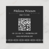 ロゴ付きボホパターンブラックフェミニン スクエア名刺 (裏面)