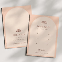 ロゴ付きボホピンクアーチイヤリングディスプレイカード