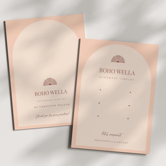 ロゴ付きボホピンクアーチイヤリングディスプレイカード