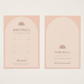 ロゴ付きボホピンクアーチイヤリングディスプレイカード (正面&裏面)