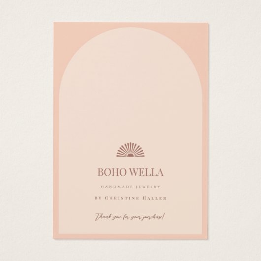 ロゴ付きボホピンクアーチイヤリングディスプレイカード (裏面)