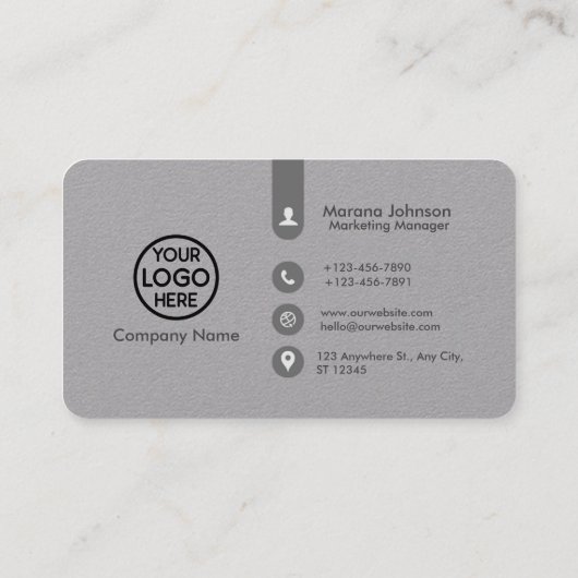 ロゴ付きミニマリストの灰色名刺 名刺 (裏面)