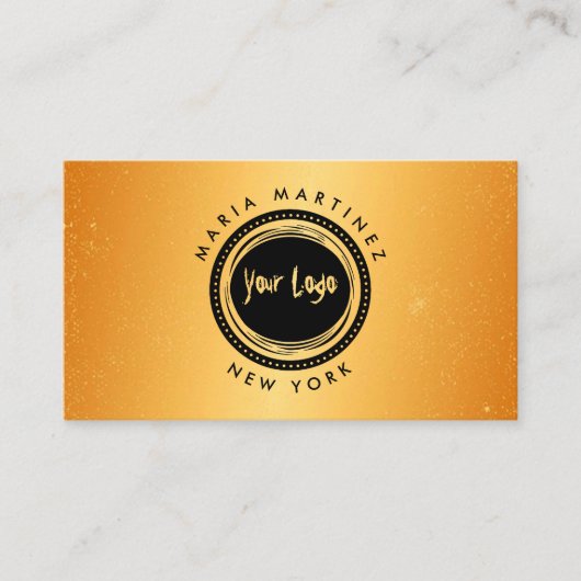 ロゴ付きミニマリストラグジュアリーブティック金ゴールド 名刺 (正面)