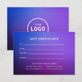 ロゴ付きミニマルなビジネスギフト証明書 (正面/裏面)