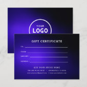 ロゴ付きミニマルなビジネスギフト証明書 (正面/裏面)