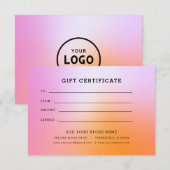 ロゴ付きミニマルなビジネスギフト証明書 (正面/裏面)