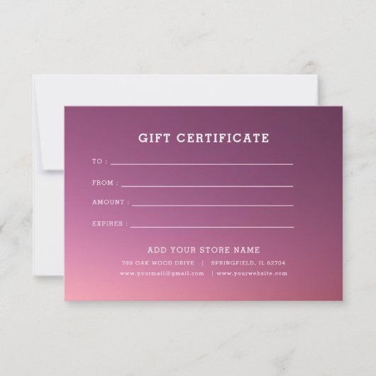 ロゴ付きミニマルなビジネスギフト証明書 (正面)