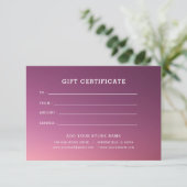 ロゴ付きミニマルなビジネスギフト証明書 (スタンド正面)