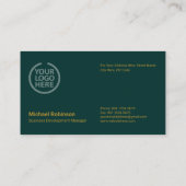 ロゴ付きミニマル・モノグラム |上品な緑 名刺 (裏面)