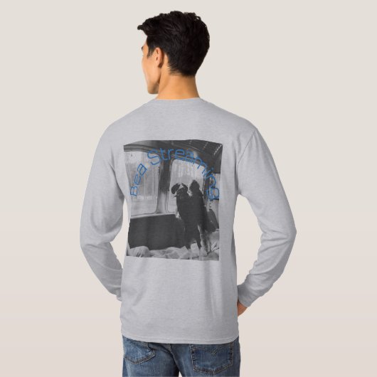 ロゴ付きメンズティーシャツ長袖 Tシャツ (裏面フル)