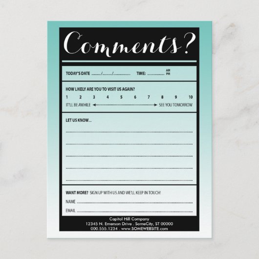 ロゴ付きメーリングリストコメントカード ポストカード (正面)