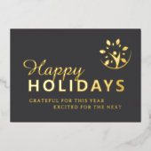 ロゴ付きモダンなゴールデンホリデーカード 箔シーズンカード (正面)
