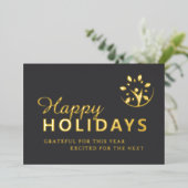 ロゴ付きモダンなゴールデンホリデーカード 箔シーズンカード (立ち正面)