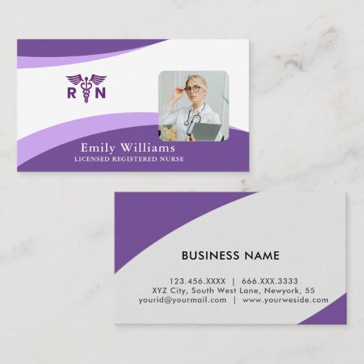 ロゴ付きライセンス登録ミニマルナース 名刺 (正面/裏面)