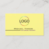 ロゴ付きライトイエローホワイト&フォトプロフェッショナル 名刺 (正面)
