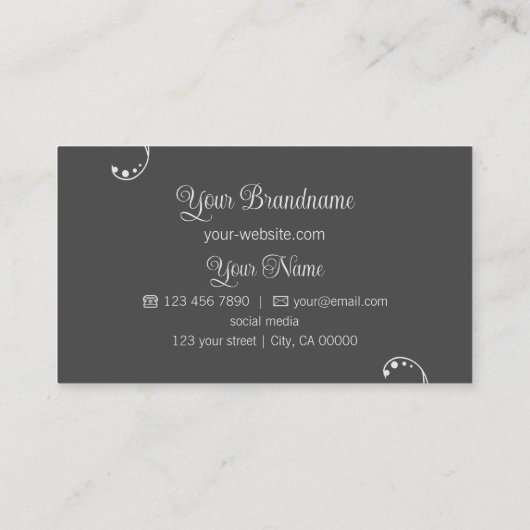 ロゴ付きライトグレー装飾品華美 名刺 (裏面)