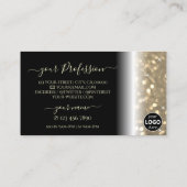 ロゴ付きラグジュアリーきらめくなブラック金ゴールドグリッター 名刺 (裏面)