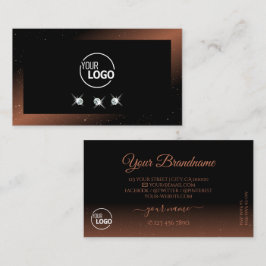 ロゴ付きラグジュアリーきらめくブラック赤味ダイヤモンド 名刺