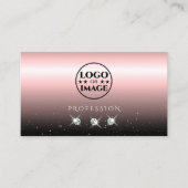ロゴ付きラグジュアリーライトピンクブラックスパークルダイヤモンド 名刺 (正面)