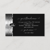 ロゴ付きラグジュアリー華美なシルバ縁どック・ブラック 名刺 (裏面)