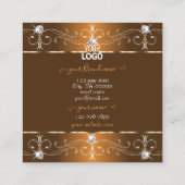 ロゴ付きラグジュアリー華美ブラウンオレンジオーナメント スクエア名刺 (裏面)