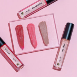 ロゴ付きリップバームバラ金ゴールドグリッタードリップ ラベル