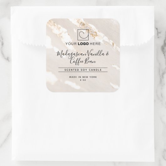 ロゴ付き上品なゴールドフォイル製品ラベル スクエアシール (バッグ)