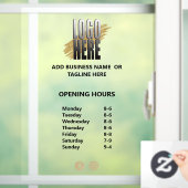 ロゴ付き営業時間 ウィンドウサイン (ホーム)