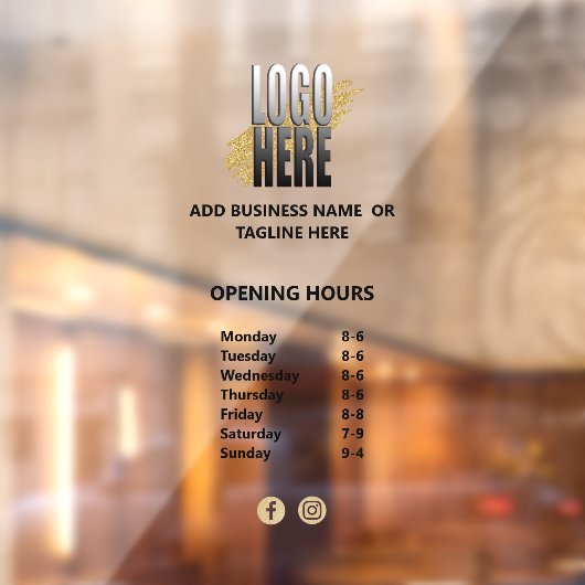 ロゴ付き営業時間 ウィンドウサイン (シート2)